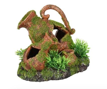  Akvariedekorasjon Kanne med Planter - 10cm