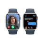 APPLE AW 9 GPS 45mm Silver Alu, Storm Blue Sport Band - S/M (MR9D3DH/A)