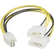 DELTACO Adapterkabel 2x4-pin till 6-pin PCI-Express, 25cm