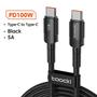 toocki USB-C - USB-C Kabel, 100W, PD 3.0, Quick Charge 4.0, svart, 2m