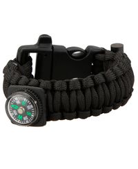 MILRAB Survival Bracelet m/ Fire Starter & Compass - Armband - Svart (MRABBRFSC-BL)