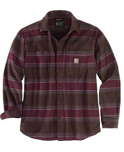 Carhartt Hamilton Fleece Lined - Skjorta - Dark Brown Stripe (104913.B22.S)