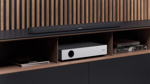 SHARP HT-SBW160 2.1 Soundbar, 360W Ultra Slim Wireless Bluetooth Soundbar with Subwoofer for TV, HDMI ARC/CEC, Surround Sound & Digital Optical-In,  Sound Bar with External Flat Subwoofer -Black/ Silver (HT-SBW160)