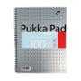 PUKKA PAD Ruled Metallic Wirebound Editor Notepad 100 Pages A4 Silver (Pack of 3) EM003
