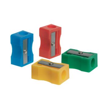 Q-CONNECT Plastic Pencil Sharpener Single Hole Assorted (Pack of 10) KF76992 (KF76992)