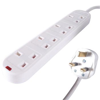 Connekt Gear UK 4-Way Mains Power Surge Protected Extension Block 2m 27-4020s (27-4020S)