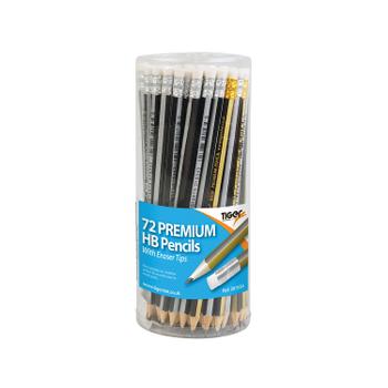 SUNDRY Tiger HB Eraser Tip Pencils Pot Assorted (Pack of 72) 301534 (301534)