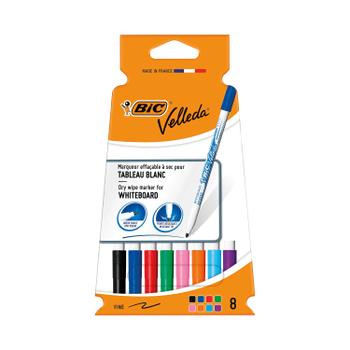 BIC Velleda 1721 Drywipe Marker Fine Assorted (Pack of 8) 1199005728 (1199005728)