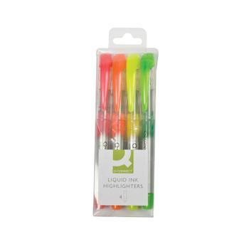 Q-CONNECT Liquid Ink Highlighter Assorted (Pack of 4) KF16127 (KF16127)