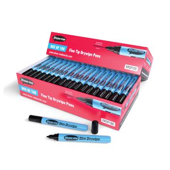 SHOWME Show-me Drywipe Marker Fine Tip Black (Pack of 100) FPCP100 (FPCP100)
