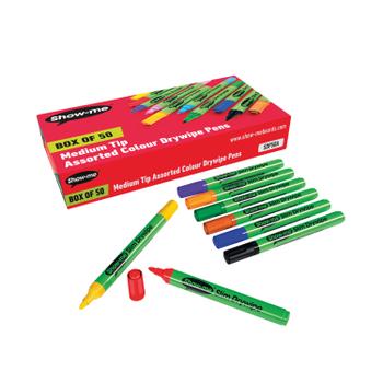 SHOWME Show-me Drywipe Marker Medium Tip Assorted (Pack of 50) SDP50A (SDP50A)