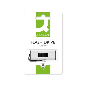 Q-CONNECT USB 3.0 Slider 32GB Flash Drive Silver/ Black KF16370 (KF16370)