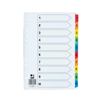 Q-CONNECT 1-10 Index Extra Wide Reinforced Multi-Colour Tabs KF76984 (KF76984)