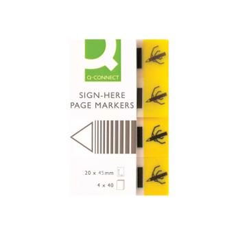 Q-CONNECT Quick Tabs Sign-Here 20x45mm 40 Tabs 4 Pads Yellow (Pack of 160) KF01979 (KF01979)