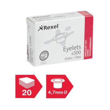 REXEL No 2 Eyelets Brass (Pack 500) 20320051 (20320051)
