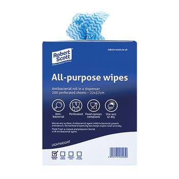 Unbranded Blue Antibacterial Cloth Box 220 x 370mm (Pack of 200) 100247BU (100247)