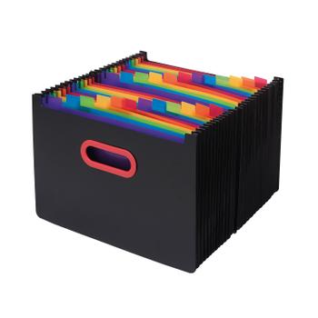 SNOPAKE Rainbow and Black Desk Expander Polypropylene A4 24 Part Black - 15852 (15852)