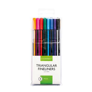 Q-CONNECT Triangular Fineliners Assorted Colour (Pack of 8) KF18050 (KF18050)