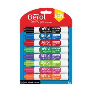 BEROL Drywipe Marker Bullet Tip Assorted (Pack of 8) 1984865 (1984865)