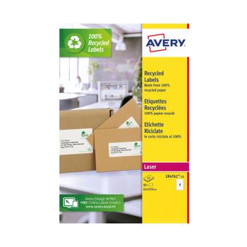 AVERY Recycled Filing Label Lever Arch File 192x61mm 4 Per A4 Sheet White (Pack 60 Labels) LR4761-15 (LR4761-15)