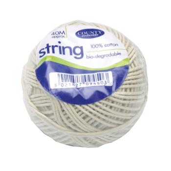 COUNTY Cotton String Ball Medium 40m Biodegradable (Pack of 12) C172 (C172)