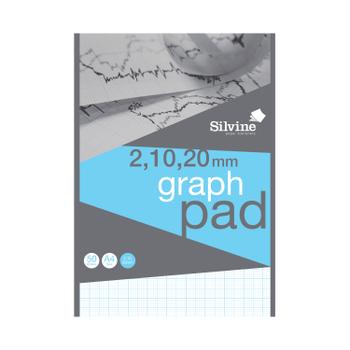 SILVINE Graph Pad 2/10/20mm 50 Sheets A4 A4GP21020 (A4GP21020)