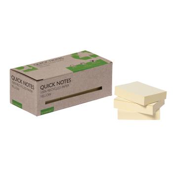 Q-CONNECT Recycled Notes 38x51mm Yellow (Pack of 12) KF17323 (KF17323)