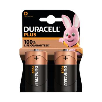 DURACELL Plus D Battery Alkaline 100% Life (Pack of 2) 5009816 (5009816)
