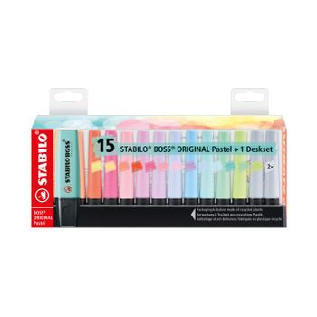 STABILO Original Boss Highlighters Deskset Pastel (Pack of 15) 7015-02-5 (7015-02-5)