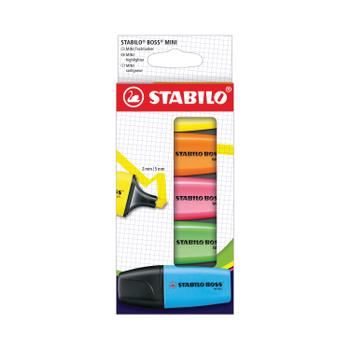 STABILO Boss Mini Highlighter Pens Card Wallet Assorted (Pack of 5) 07/5-2-01 (07/5-2-01)