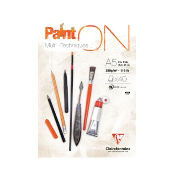 CLAIREFONT Clairefontaine Paint On Pad 250gsm Paper 40 Sheets A5 (Pack of 4) 96538C (96538C)