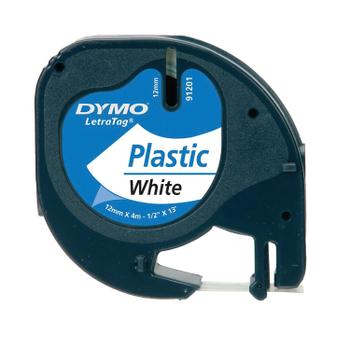 DYMO LetraTAG Labelling Tape 12mm x 4m Black on White S0721610 (S0721610)