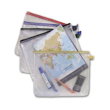 BESPOKE Mesh Bag A4 Assorted Coloured Zips (Pack of 5) PMBA4 (PMBA4)
