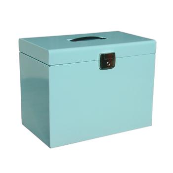 Pierre Hen Pierre Henry Metal Box File A4 Lockable with 5 Suspension Files/ Tabs 290x370 x230mm Ice Blue 040125 (040125)
