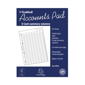 GUILDHALL Exacompta Guildhall Account Pad 8-Column Summary A4 1589 (1589)