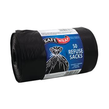 SAFEWRAP Refuse Sack 375 X 650 X 950mm 80L Black (Pack of 50) 10481 (22624)