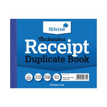 SILVINE Carbonless Duplicate Receipt Book 102x127mm (Pack of 12) 720-T (720-T)