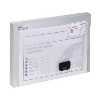 SNOPAKE DocBox Polypropylene A4 35mm Spine Width Push Lock Closure Clear - 12861 (12861)