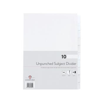 CONCORD Unpunched Divider 10-Part A4 160gsm White (Pack of 10) 75801 (75801)