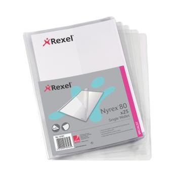 REXEL Nyrex Single Wallet with Pocket PVC A4 180 Micron Clear (Pack 25) 12181 (12181)
