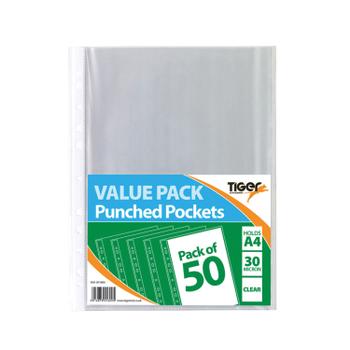 SUNDRY A4 Punched Pockets 30 Micron 10x50 Pockets (Pack of 500) 301600 (301600)