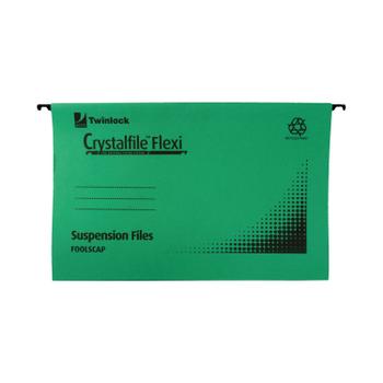 REXEL Crystalfile Flexi Foolscap Suspension File Manilla 15mm V Base Green (Pack 50) 3000040 (3000040)