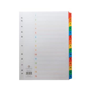 CONCORD Index 1-15 A4 White with Multicoloured Mylar Tabs 01601/ CS16 (01601/CS16)