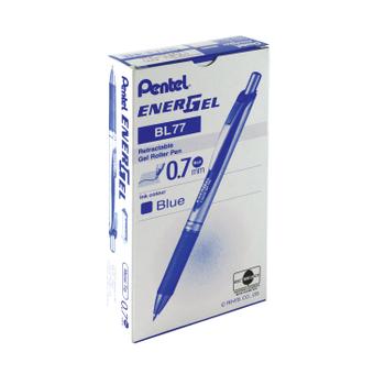 PENTEL EnerGel Xm Retractable Gel Pen Medium Blue Pack of 12 BL77-C (BL77-C)