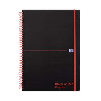 Black N Red A4 Wirebound Polypropylene Cover Notebook Recycled Ruled 140 Pages Black/Red (Pack 5) - 100080167 (100080167)