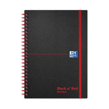 Black N Red A5 Wirebound Polypropylene Cover Notebook Recycled Ruled 140 Pages Black/Red (Pack 5) - 100080221 (100080221)
