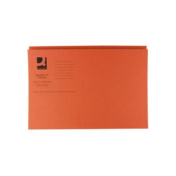 Q-CONNECT Square Cut Folder Mediumweight 250gsm Foolscap Orange (Pack of 100) KF01188 (KF01188)
