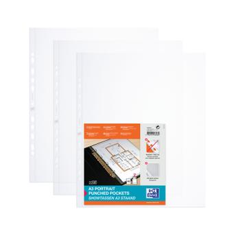 OXFORD Embossed Punched Pockets A3 Portrait Clear Spine (Pack 25) 400005480 (400005480)