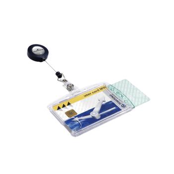 DURABLE Dual Security Pass Holder with Badge Reel Clear (Pack of 10) 8224/19 (8224/19)
