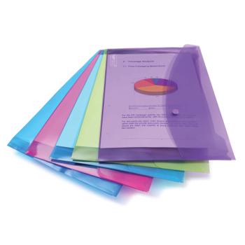 Rapesco Bright Popper Wallet Polypropylene Foolscap Assorted Colours (Pack 5) - 688 (0688)